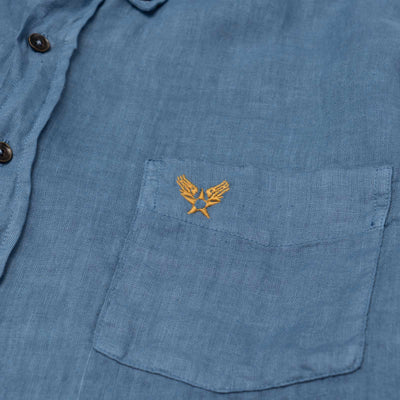 Regular Overdyed Linen Shirt - Aviation Blue