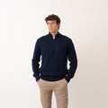 Half Zip Sweater Wool Blend - Blue