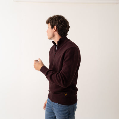 Half Zip Sweater Wool Blend - Bordeaux
