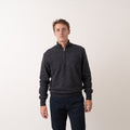 Half Zip Sweater Wool Blend - Gray