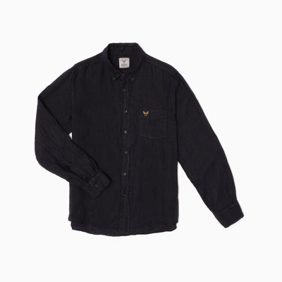 Regular Overdyed Linen Shirt - Dark Blue