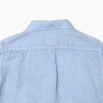 Regular Overdyed Linen Shirt - Light Blue