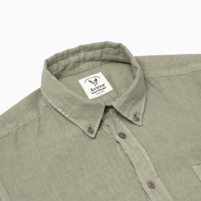 Regular Overdyed Linen Shirt - Sage Green