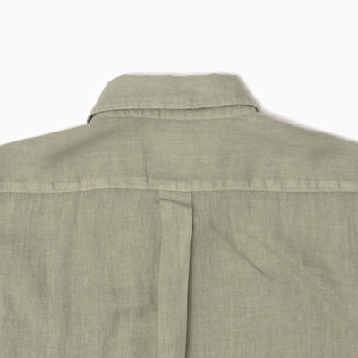 Regular Overdyed Linen Shirt - Sage Green