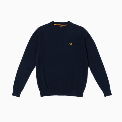 Cotton Knitted Crewneck - Dark Blue