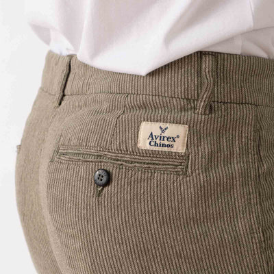 Chinos Striped Linen Blend - Fly Green/Beige