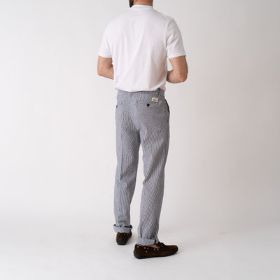 Chinos Striped Linen Blend - White/Black