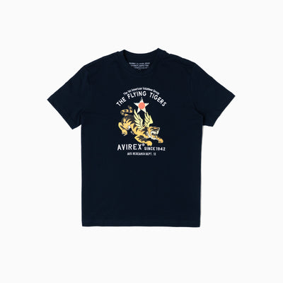 Cotton Printed T-shirt Tiger - Blue