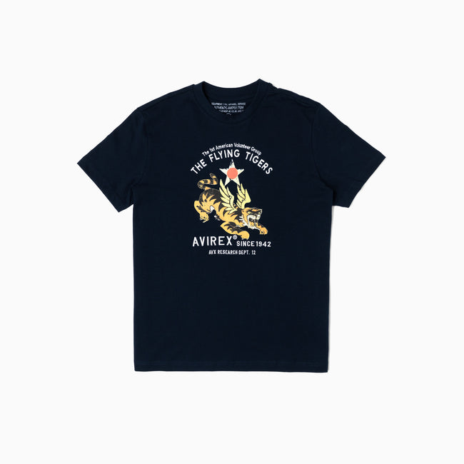 Cotton Printed T-shirt Tiger - Blue