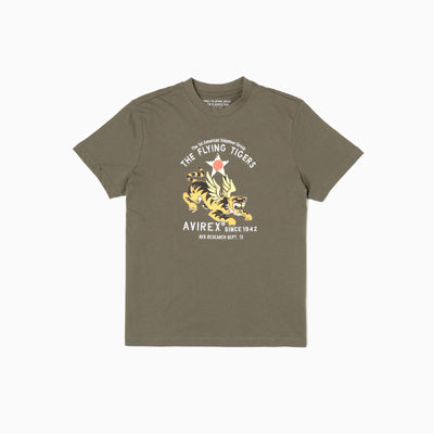 Cotton Printed T-shirt Tiger - Green