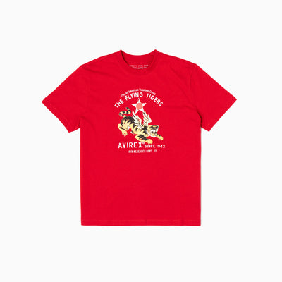 Cotton Printed T-shirt Tiger - Red
